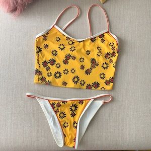 Solid & Striped Yellow Daisy Tankini (top&bottom)